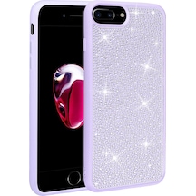 Mobilteam İphone Uyumlu 7 Plus Kılıf Parlak Taşlı Tasarım Ston Kapak - Lila Lila
