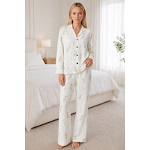 Norcia Sports Kadın Desenli Beyaz Pijama Takımı 4674 Çok Renkli - 929323068 Çok Renkli - 929323068 Çok Renkli