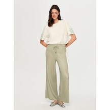 Faik Sönmez Kendinden Simli Dokulu Örme Wide Leg Fit Pantolon S26pnt026 Us26pnt02652 Mint