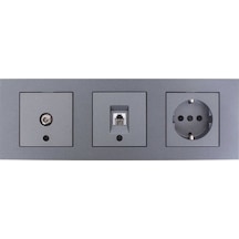 Ovivo Grano Füme Üçlü Set Tv+telefon Numerins +topraklı Priz 3'lü Takım