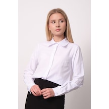 Pera Moda Kadın Slim Fit Pamuklu Ofis Gömleği Beyaz
