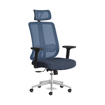 Spark Ofis Sandalyesi Baş Destekli Fileli Sırt Ergonomik Çalışma Koltuğu Mavi Diğer