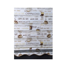 Coffe Kahve Kupa Desenli Zebra Stor Mutfak Perdesi Beyaz- Kahve - 97205336 Beyaz- Kahve