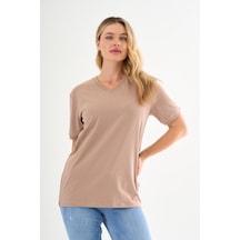 Pierre Cardin V Yaka Basic T-shirt Bej
