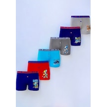 Tutku Erkek Çocuk Elastan % 100 Pamuklu Boxer 6 'lı Paket Karışık