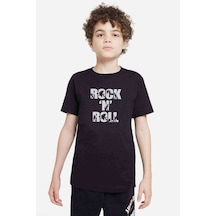 Qivi Rock'N Roll Rock Baskılı Unisex Çocuk Siyah Tshirt