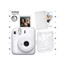 Fujifilm Instax Mini 12 Fotoğraf Makinesi + 10'lu Film + Laporta Albüm + Şeffaf Kılıf Seti Beyaz