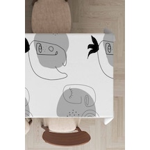 Beyaz Modern Desen Dokuma Leke Tutmaz Masa Örtüsü Mso180n11