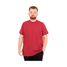 Mode Xl Büyük Beden Erkek T-shirt Bisiklet Yaka Dore U25034 Bordo Bordo