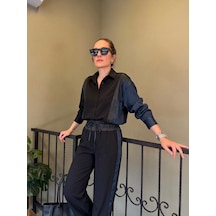 Ali Butik Lacivert Jean Detaylı Tencel Premium Takım