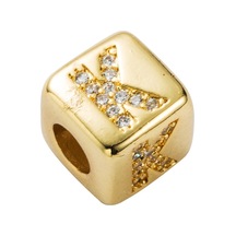 İngilizce Mektup Boncuk Bilezik Pirinç Mikro Kakma Çift Kırmızı Dize Çekme Dıy Bilezik Takı, Stil: K Çok Renkli