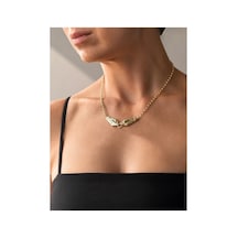 Démila Selesta Serenay Gold Detaylı Geometrik Tasarım Paslanmaz Çelik Kolye Altın Altın