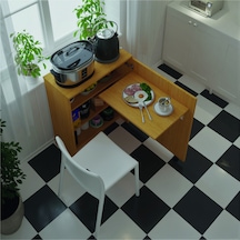 Asratrend Mutfak Fonksiyonel Kilerdolabı+Katlanır Masa Afrika Ceviz