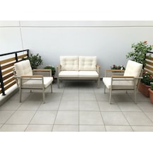 Adımshops Opal 2+1+1 Krem Metal Gövde Balkon-bahçe-kafe,çay Seti,koltuk Takımı,oturma Grubu,ofis Koltuğu Çok Renkli
