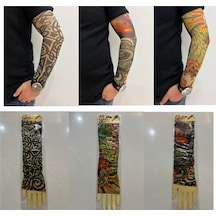 Giyilebilir Dövme 3 Çift 6 Adet Kol Çorap Dövmesi Sleeve Tattoo Set1