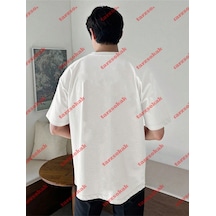 Startmore Y2k Starz Baskılı Oversize Unisex Kısa Kollu Bisiklet Yaka T-shirt Beyaz
