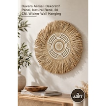 3 Adet Hasır Pano Duvara Asmalı Dekoratif Panel, Natural Renk, 50 Cm, Wicker Wall Hanging
