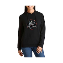 Fight Club Project Mayhem Baskılı Siyah Kadın Kapşonlu Sweashirt