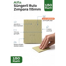 115 Mm Alfa Süngerli Rulo Zımpara 150 Kum 1 Metre Esnek Destek Tabanlı