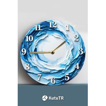 "okyanus Dalgası" 3d Görünümlü Mdf Duvar Saati 33 Cm Sdw296 Renkli