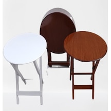 1448bng90134çanta Zigon Sehpa Oval Dörtlü Model Ahşap Mdf Beyaz Ve Ceviz Renk Uyum El Yapım