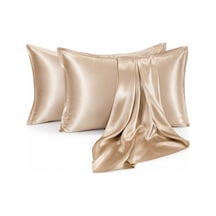 Saten Yastık Kılıfı 2 Adet Gold İpek Altın - 881977603 Altın
