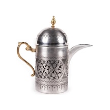 Bakır Sevgim. Kapaklı Bakır Sürahi. Eskitme Motifli. Gri Renk