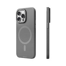 İphone 15 Pro Max Uyumlu Kılıf Magsafe Şarj Özellikli Youngkit Velvet Magnet Serisi Kapak Gri Gri
