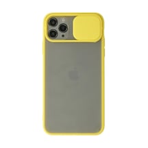Apple iPhone Uyumlu 11 Pro Kılıf Palm Buzlu Kamera Sürgülü Silikon - Sarı İtdark28404