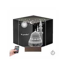 Luvivia Cami Tasarımlı Kişiye Özel Metal Saatli 3d Lamba - Masa Gece Lambası Şeffaf