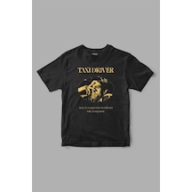 Taxi Driver Retro Baskılı Tişört Siyah
