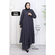 Rahvel Umre Takımı Viskon Kumaş Tunik Pantolon Bir Arada Terletmez İç Göstermez Füme