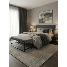 Elora Puf Bench - Baby Face Kumaş Metal Ayaklı Dikdörtgen Bench - Yatak Odası Salon Antre İçin Modern Tasarım - 120 Cm Cappuccino