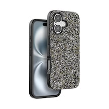 Onegif Apple İphone 16 Plus Uyumlu Bright Simli Kapak - Gümüş Çok Renkli