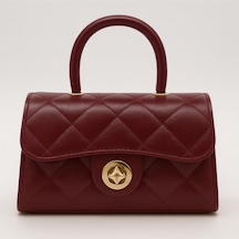 Satuna Parlak Kapitone Mini Çanta Astar Detaylı Zincir Askılı Kadın El Ve Omuz Çantası 19x12 Cm Bordo