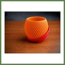 Bezos 3d Baskı Küre Saksı - Kafes Dokulu İki Parçalı Dekoratif Saksı - Turuncu-kırmızı Hb006 83970063