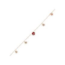 925 Ayar Rose Gümüş Yuvarlak Garnet Taşlı Kar Tanesi Halhal
