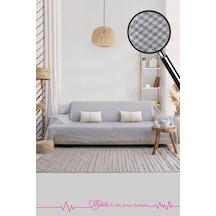 Klasik Pamuklu Koltuk Örtüsü 170x300 Cm Kazayağı Desen Koltuk Örtüsü Gri