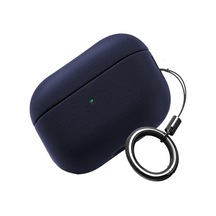 Airpods Pro 3 İle Uyumlu Leather Skin Parmak İzi Tutmayan Ve Çizilmeyen Dış Yüzeye Sahip Mükemmel Koruma Sağlayan Orta Sertlikte Silikon Kılıf Lacivert, Airpods Pro 3. Nesil 2025