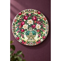 Dekoratif Duvar Tabağı - Nar Ve Çiçek Desenli 27 Cm - Dekorlu Seramik Tabak
