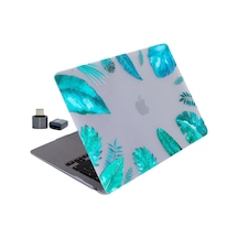Apple Uyumlu MacBook Air 13.6 M2 M3 M4 M5 Kılıf Mat İnce Lazer Baskılı Çiçek Desenli Sert Kapak Açık Yeşil