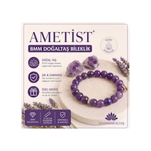 Ametist Doğal Taş Bileklik 8 Mm Şık Tasarım, Yetişkin Bileklik Mor Mor