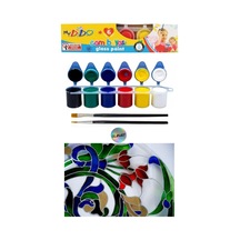 Vakumda 6 Renk Cam Boyası Boya Seti İpek Fırçalı Set 6x22 Ml. Çok Renkli