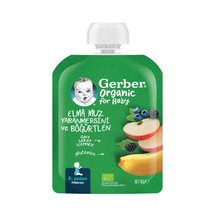 3 Adet Gerber Organik Elma Muz Yabanmersini Ve Böğürtlen Püresi