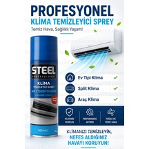 Steel Professional Klima Temizleyici Sprey 200 Ml Köpüklü Klima Temizlik Spreyi Ev, Araç Ve Spli