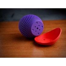 3d Baskı Küre Saksı - Kafes Dokulu İki Parçalı Dekoratif Saksı - Mor-kırmızı Diğer