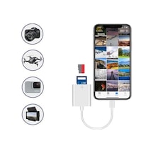 Lightning Girişli İphone 11 12 13 14 Uyumlu Kart Okuyucu Sd Kart Adaptörü Tf Kart Okuyucu Disk Adaptörü Mobil Kart Okuyucu Hızlı Aksesuarları Bağlayın - S101 - Lightning