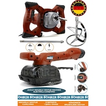 Böhrer Alman HB0390T Akülü Vantuz Fayans Makinesi Ve Elektrikli 3200W Kırmızı Boya Harç Karıştırıcı 2'li Kombo Set