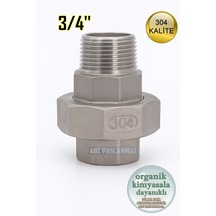 Kuyruklu Konik Rekor 3/4'' Paslanmaz Erkek Dişi Krom 304 Kalite