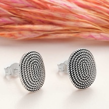 Gümüş Oval Çivili Kadın Küpe Gold - Rose Gold